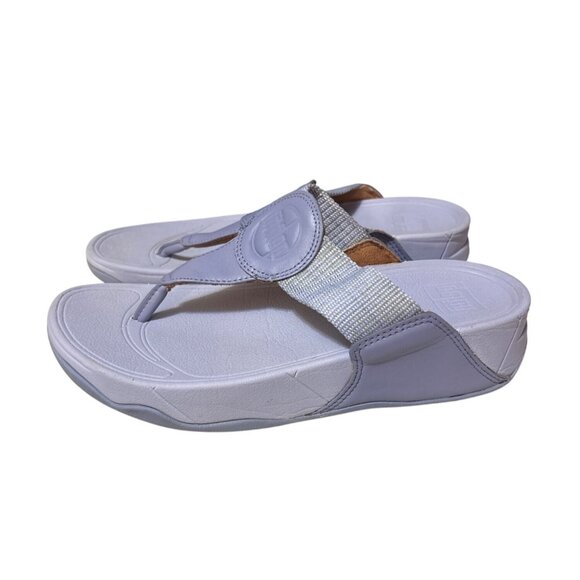 FitFlop Womens Size 6 Blue Thong Sandals With Metallic Straps - Picture 1 of 7